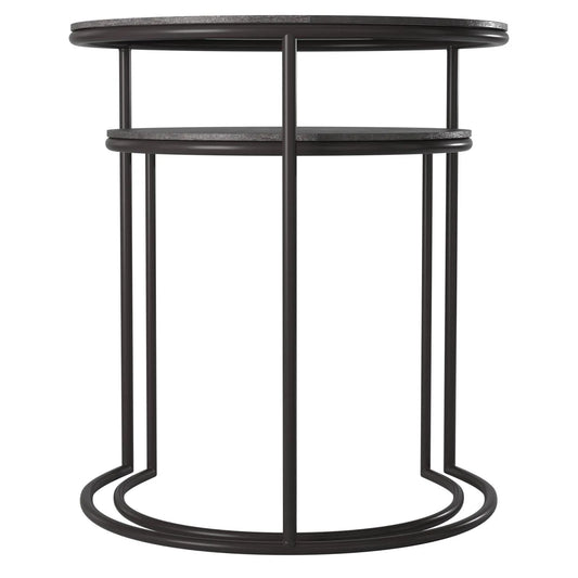 Graphite Metal Round Nesting Table Set