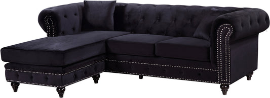 Sabrina Contemporary 2-Piece Reversible Sectional with Plush Upholstery and Chrome Nailheads