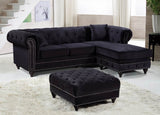 Sabrina Contemporary 2-Piece Reversible Sectional with Plush Upholstery and Chrome Nailheads