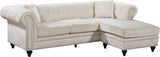 Sabrina Contemporary 2-Piece Reversible Sectional with Plush Upholstery and Chrome Nailheads