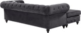 Sabrina Contemporary 2-Piece Reversible Sectional with Plush Upholstery and Chrome Nailheads