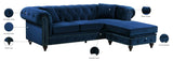Sabrina Contemporary 2-Piece Reversible Sectional with Plush Upholstery and Chrome Nailheads
