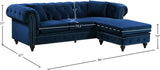 Sabrina Contemporary 2-Piece Reversible Sectional with Plush Upholstery and Chrome Nailheads