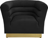Bellini Velvet Chair - Luxurious Contemporary Design with Gold Base and Textured Channel Tufting