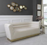 Bellini Contemporary Sofa with Channel Tufting and Gold Stainless Steel Base for Modern Living Spaces
