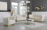 Bellini Contemporary Sofa with Channel Tufting and Gold Stainless Steel Base for Modern Living Spaces