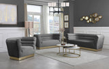 Bellini Contemporary Sofa with Channel Tufting and Gold Stainless Steel Base for Modern Living Spaces