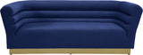Bellini Contemporary Sofa with Channel Tufting and Gold Stainless Steel Base for Modern Living Spaces