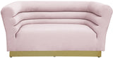 Bellini Contemporary Loveseat with Luxurious Velvet Upholstery and Elegant Gold Stainless Steel Base