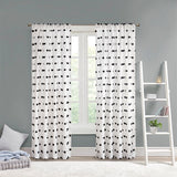 Pom-Pom Semi Sheer Window Curtain, Black