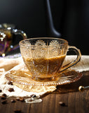 Vintage Style Glass Cappuccino Cup & Saucer Set