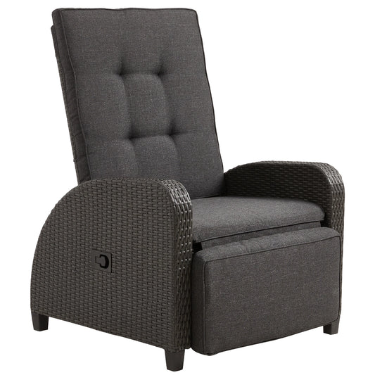Adjustable Rattan Recliner, Outdoor Lounge Chair