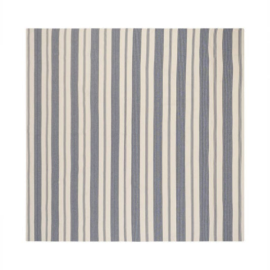 French Home 63”X 63” Blue and Cream Striped Tablecloth