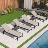PURPLE LEAF Outdoor Chaise Lounge with Wheels Patio Lounge Chair Recliner