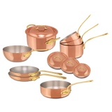 Mauviel M'Heritage M'150 B 12-Piece Copper Cookware Set With Brass Handles
