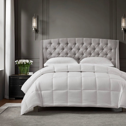 Flippable Window Pane All-Season Cotton Comforter, White