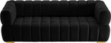 Gwen Velvet Sofa - Luxurious Comfort with Deep Biscuit Tufting & Custom Gold or Chrome Legs