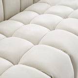 Gwen Velvet Sofa - Luxurious Comfort with Deep Biscuit Tufting & Custom Gold or Chrome Legs