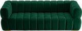 Gwen Velvet Sofa - Luxurious Comfort with Deep Biscuit Tufting & Custom Gold or Chrome Legs