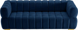 Gwen Velvet Sofa - Luxurious Comfort with Deep Biscuit Tufting & Custom Gold or Chrome Legs