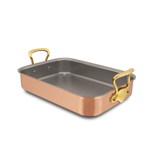 Mauviel Copper Roasting Pan With Brass Handles, 15.7 x 11.8-In