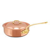 Mauviel M'Heritage M'150 B Copper Saute Pan With Lid, Brass Handle