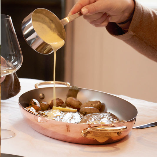 Mauviel M'Heritage M'150 B Copper Oval Gratin Pan With Brass Handles