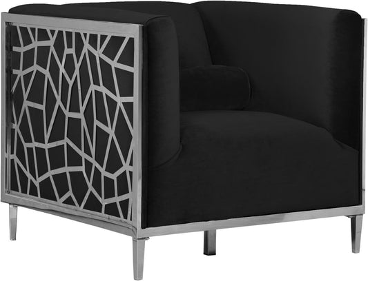 Opal Contemporary Chair – Luxurious Velvet Upholstered Seating with Chrome Stainless Steel Design