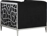 Opal Contemporary Chair – Luxurious Velvet Upholstered Seating with Chrome Stainless Steel Design