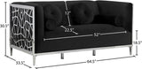 Opal Contemporary Loveseat with Chrome Stainless Steel Design for Stylish Living Room Comfort