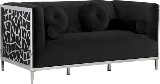 Opal Contemporary Loveseat with Chrome Stainless Steel Design for Stylish Living Room Comfort