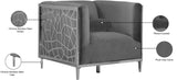 Opal Contemporary Chair – Luxurious Velvet Upholstered Seating with Chrome Stainless Steel Design