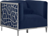 Opal Contemporary Chair – Luxurious Velvet Upholstered Seating with Chrome Stainless Steel Design