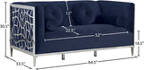 Opal Contemporary Loveseat with Chrome Stainless Steel Design for Stylish Living Room Comfort