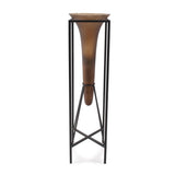 Bronze Euler Drop Vase with Black Iron Stand- Extra Large