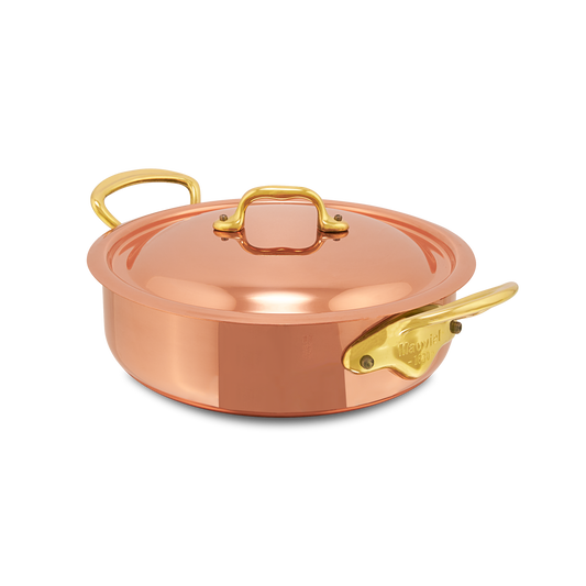 Mauviel M'Heritage M'150 B Copper Rondeau With Lid and Brass Handles