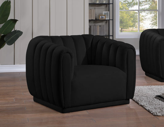 Dixie Velvet Modern Lounge Chair - Elegant Deep Channel Tufting for Stylish Living Room Comfort