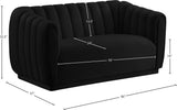 Dixie Velvet Loveseat: Elegant Contemporary Design with Deep Channel Tufting for Stylish Comfort