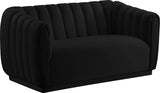Dixie Velvet Loveseat: Elegant Contemporary Design with Deep Channel Tufting for Stylish Comfort