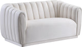 Dixie Velvet Loveseat: Elegant Contemporary Design with Deep Channel Tufting for Stylish Comfort