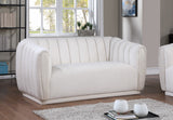 Dixie Velvet Loveseat: Elegant Contemporary Design with Deep Channel Tufting for Stylish Comfort