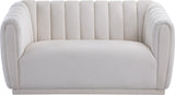 Dixie Velvet Loveseat: Elegant Contemporary Design with Deep Channel Tufting for Stylish Comfort