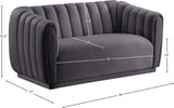 Dixie Velvet Loveseat: Elegant Contemporary Design with Deep Channel Tufting for Stylish Comfort