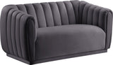 Dixie Velvet Loveseat: Elegant Contemporary Design with Deep Channel Tufting for Stylish Comfort