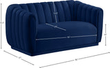 Dixie Velvet Loveseat: Elegant Contemporary Design with Deep Channel Tufting for Stylish Comfort