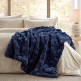 Faux Fur Velvet Throw Blanket 50x60", Navy