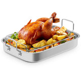 15.6'' Roasting Pan with V-Shaped Rack, Rectangular