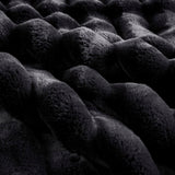 3 Piece Ultra Soft Faux Fur Ribbed Comforter Set, Black
