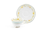 Yellow Cornflower Porcelain Tea Cup & Saucer, 7oz
