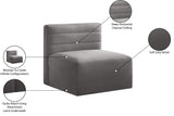 Quincy Modular Armless Chair - Elegant Contemporary Design with Cloud-Like Comfort and Tufting